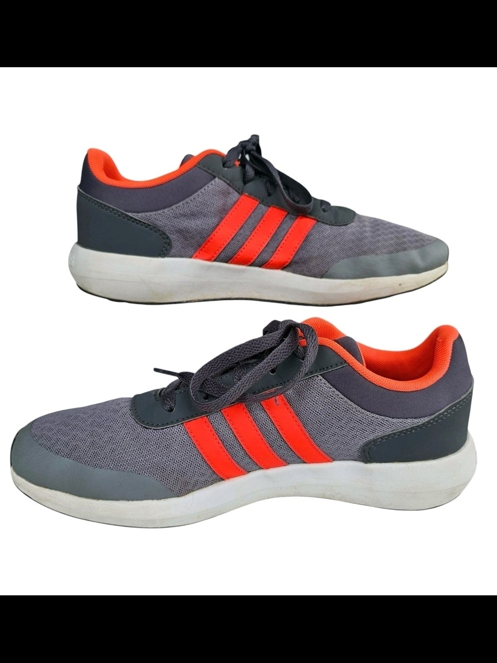 Adidas Cloudfoam Race Running Shoes Mens 7 Gray Orange Athletic Sneakers